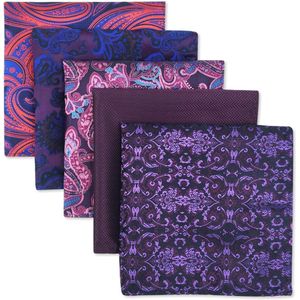 5 Stuks Geassorteerde Heren Pochet Zakdoeken Set voor Bruiloften en Formele Gelegenheden