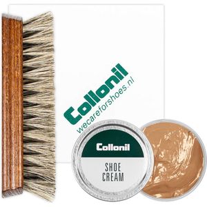 Collonil | Schoenpoets set 3-delig | Shoe cream | Poetsdoek | Borstel | Camel