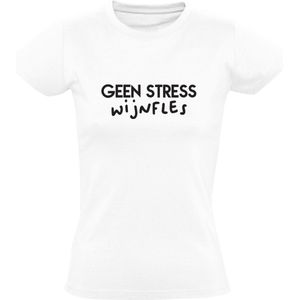 Geen stress Wijnfles Dames T-shirt | Festival | Feest | Party | wijn | Disco | shirt
