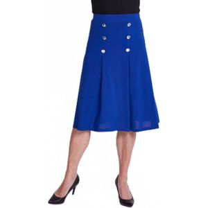 Uitlopende rok tot halverwege de lengte in effen breisel met brug