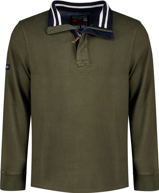 Superdry - Classics Henley - Sweatshirt - Groen - Halve Rits