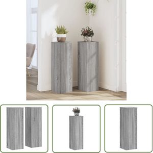 The Living Store Plantenstandaards 2 st 25x25x80 cm bewerkt hout grijs sonoma - Plantenstandaard - Houten Plantendrager - Indoor Plantenstandaard - Bloemenstandaard - Sierlijke Plantenstandaard