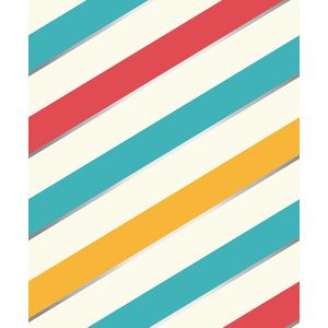 Dutch Wallcoverings - Pop- streep multicolor - vliesbehang - 10m x 53cm - M470-02