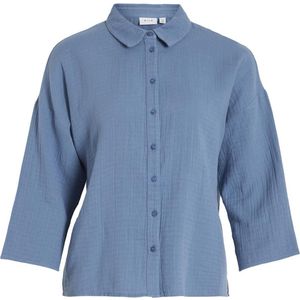 Vila Blouse Vilania Button 3/4 Shirt - Noos 14089485 Coronet Blue Dames Maat - W34