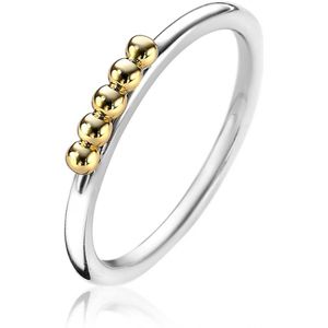 Zinzi zilveren aanschuifring bolletjes geelverguld ZIR1969