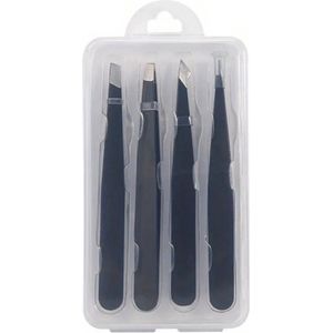 WiseGoods Premium Precisie Pincet Set - Haartrimmer - Wenkbrauw Trimmer - Verzorging Wenkbrauwen - Beauty Accessoires - 4st Zwart