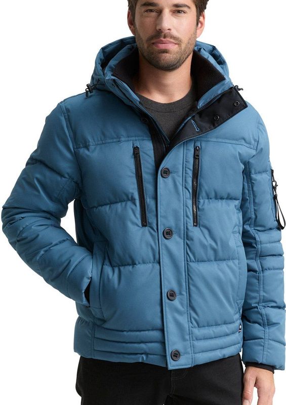 TOM TAILOR - Winterjas - Donkerblauw/Zwart - Gewatteerde Jas - Met Capuchon