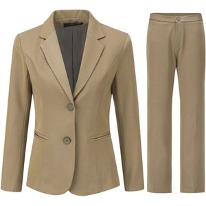 Elegant Dames Broekpak met Revers - Slim Fit Zakelijk