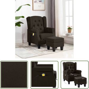 The Living Store Massagestoel met voetenbankje stof donkerbruin - Massagestoel - Elektrisch Masseren - Rugmassage - Zithoogte - Relaxfauteuil