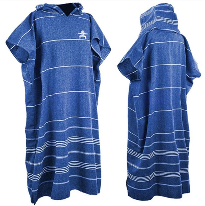 Surf - Kinderponcho - Blauw - 70 x 75 cm - Zacht Velvet Polyester