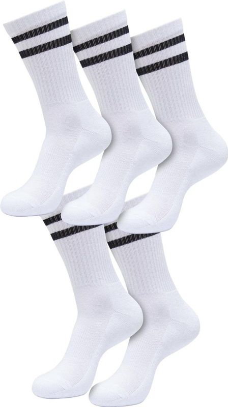 Urban Classics - Double Stripe - Sokken - Wit/Zwart - 5-Pack