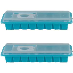 3x stuks iJsblokjes maken houders blauw met deksel 26 x 11 cm