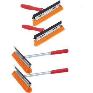 Novaliv 2X Raamwisser auto 21 cm houten steel 16 cm + metaal-kunststof steel 31 wisserlip en rubberen spons autowisser auto raam