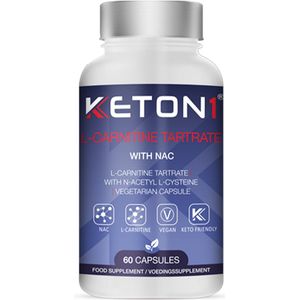 Keton1 | L-Carnitine Tartrate + NAC (N-acetyl cysteine) | 60 Capsules | 1 x 60 capsules