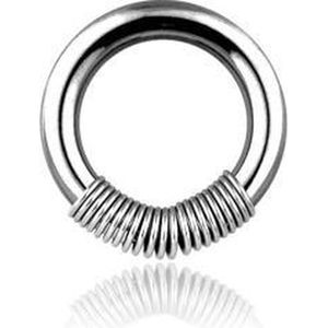 Piercing ring met springveer 1.6mm draaddikte / 10 mm