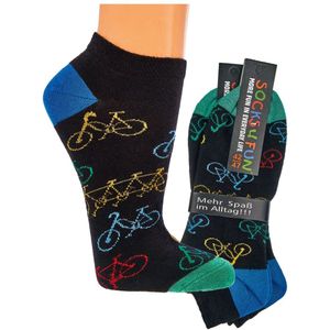 Sneakersokken | grappige sneakersokken | per 6 paar | maat 36-41 | thema fietsen