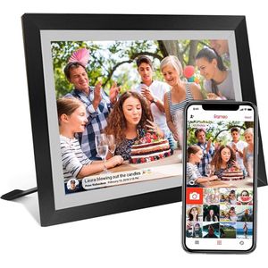Digitale fotolijst met WiFi en Frameo App - 10.1 inch HD+ IPS Display - Fotokader met Touchscreen - 32GB - Zwart/Wit - Frameo digitale fotolijst - digitale fotokader - digitaal fotolijstje
