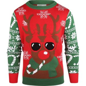 Rockerz kersttrui - Foute kersttrui dames/heren - ‘Rudolf The Rednose Reindeer’- Unisex - Perfecte pasvorm - Hoogwaardige kwaliteit - Duurzaam materiaal - Zachte stof - Jeukt niet - Inclusief geschenkverpakking - Kleur: rood - Maat: XL