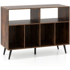 Platenspeler Meubel - LP-kast - Platenspelerkast - Draaitafelstandaard - Platenspelerstandaard - Vintage Displayplank - Rustiek Bruin