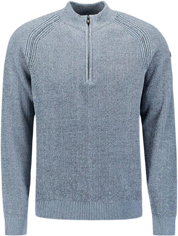 No Excess - Pullover - Lichtblauw Melange - Chenille - Half Zip