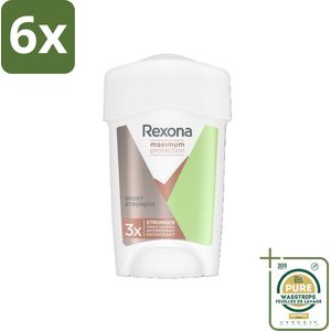 Rexona Women - Deodorant Cream Stick - Maximum Protection Sport Strength - Extra Sterk - 45 ml - Voordeelverpakking - 6 stuks - Deodorant - Bescherming tegen zweet