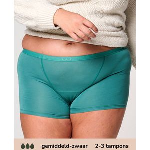 Moodies menstruatie ondergoed - Bamboe Boyshort - gemiddeld/zwaar kruisje - maat XXL - groen