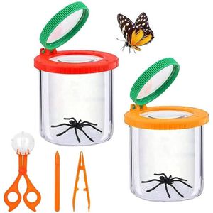 Thelau - Bekervergrootbekerset, insectenkijkers, vergrootglas met pincet, kinderen, insectenobservatiebox voor outdoor, wetenschap, natuurverkenning