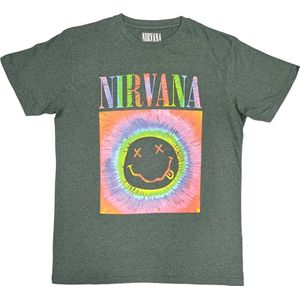 Nirvana - Happy Face Glow Box Heren T-shirt - L - Groen