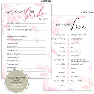 IVK208 (20 stuks) - Bride to be - Bridal shower Games - Vrijgezellenfeest - Bridal Shower spel - Bride to be - invulkaartjes vrijgezellenfeest Invulkaarten bruiloft - invulkaarten vrijgezellenfeest - invulkaartjes - Vrijgezellenfeestje - Bachelorette
