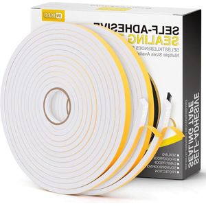 Afdichtingstape deuren ramen zelfklevende rubberen schuimafdichtstrips tochtstopper raamdeur weerstrip zelfklevend 10mm x 6mm 10m wit