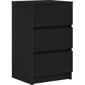 vidaXL - Nachtkastje - met - 3 - lades - 39x35x65 - cm - zwart