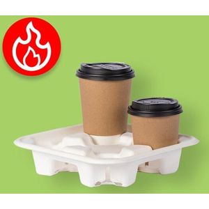 50 stuks Bekerhouders van suikerriet ( voor 4 bekers)