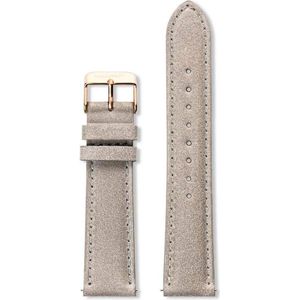 Gallivant Horlogeband | Italiaans Suède | Lichtgrijs | Rosé Goudkleurige Gesp | 18 mm