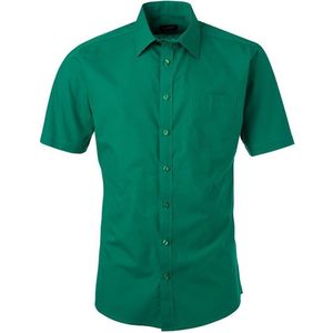 James and Nicholson Herenshort Poplin Shirt met korte mouwen (Iers Groen)