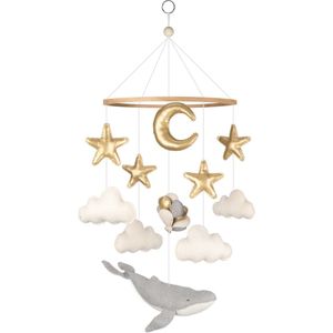 Wavy Dreams - Boxmobiel - Dieren Mobiel Babykamer - Mobiel Baby - Kraamcadeau - Baby Cadeau Jongen & Meisje - Baby Mobiel - Grey Whale