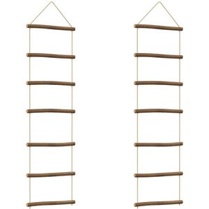 vidaXL - Wanddecoraties - laddervormig - 2 - st - 30x100 - cm - naturel - tak