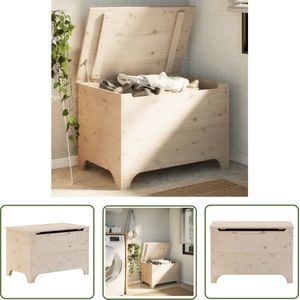 The Living Store Opbergbox met deksel RANA 80x49x54 cm massief grenenhout - Opbergbox - Opbergkist - Houten Kast - Grenenhouten Box - Rustic Storage