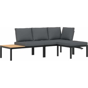 vidaXL Loungeset 3-delig - Aluminium - Zwart