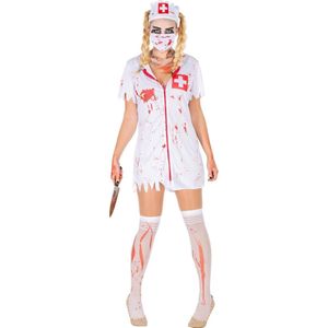 dressforfun - vrouwenkostuum sexy zombieverpleegster XL - verkleedkleding kostuum halloween verkleden feestkleding carnavalskleding carnaval feestkledij partykleding - 300065