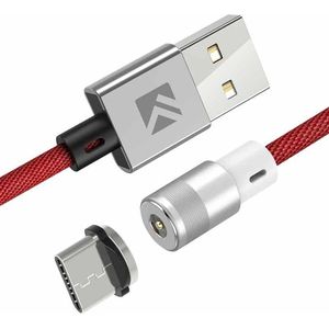 FLOVEME 1m 2A Uitgang 360 Graden Casual USB naar USB-C / Type-C magnetische laadkabel, Ingebouwde blauwe LED-indicator, voor Samsung Galaxy S8 & S8 + / LG G6 / Huawei P10 & P10 Plus / Oneplus 5 en andere smartphones ( Rood)