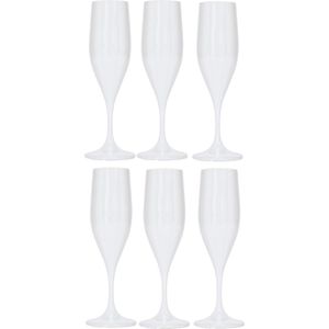 Juypal Champagneglas - 6x - wit - kunststof - 150 ml - herbruikbaar