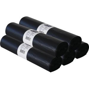 Hynex Afvalzak Gerecycled LDPE - Set van 5 rollen - Grijs - 70x110cm - T45 - 120 Liter - 20 zakken/rol