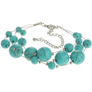 Behave - Armband - Turquoise Blauwe Halfedelsteen Kralen