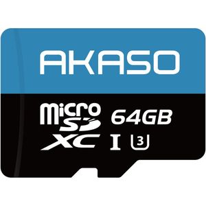 AKASO 64GB MicroSDXC U3 Geheugenkaart – Hoge snelheid – Voor Action Cam, Dashcam & Smartphone