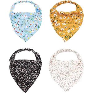 Decoratieve halsdoek met bloemenpatroon - elastische hoofdbedekking - blauw - S/M .