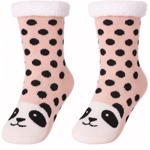 Budino® Huissokken - Verwarmde sokken - Antislip Sokken - Warme Sokken - Dikke Sokken - Anti Slip - Fluffy Sokken - Dames en Heren - Pandabeer