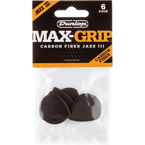 Jim Dunlop - Max Grip - Plectrum - Jazz III - Carbon - 1.38 mm - 6-pack