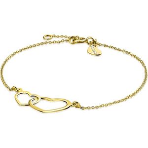 ZINZI Gold 14 karaat gouden jasseron armband open harten 18-20cm ZGA114