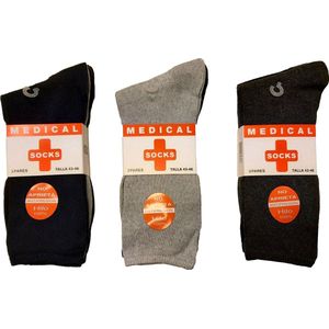 Compressiekousen - Katoenen Sokken - 9 Paar - Marine Antraciet Licht Grijs