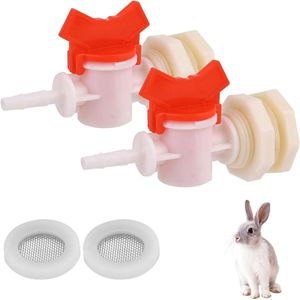 Allecto Plus - Automatisch Konijnendrinksysteem voor Pluimvee - Set van 2 - Met Emmerverbindingsset - ID 5/16"" Slang - Schotfitting - Weerhaakkogelkraan - Gaasring